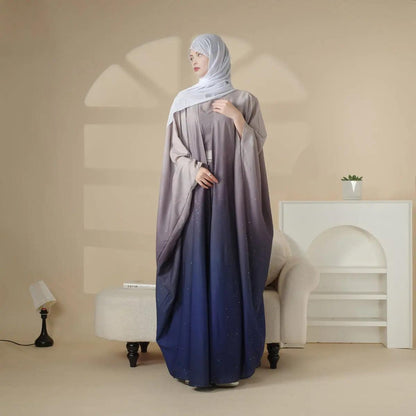 Glitter Gradient Polyester Abaya Set 4-Piece (MOA036) - A-1 Thread Vault