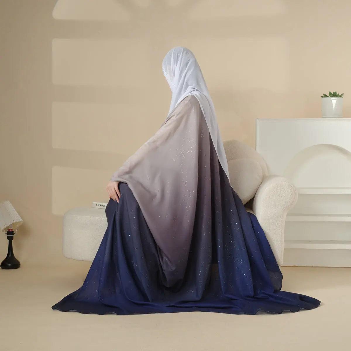 Glitter Gradient Polyester Abaya Set 4-Piece (MOA036) - A-1 Thread Vault