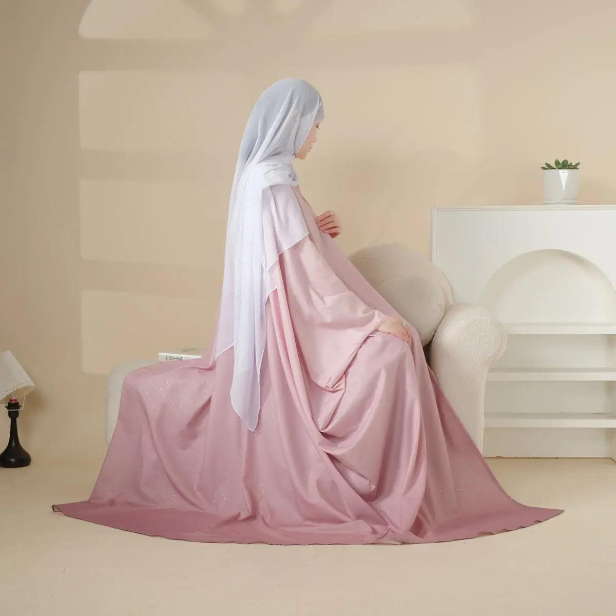 Glitter Gradient Polyester Abaya Set 4-Piece (MOA036) - A-1 Thread Vault