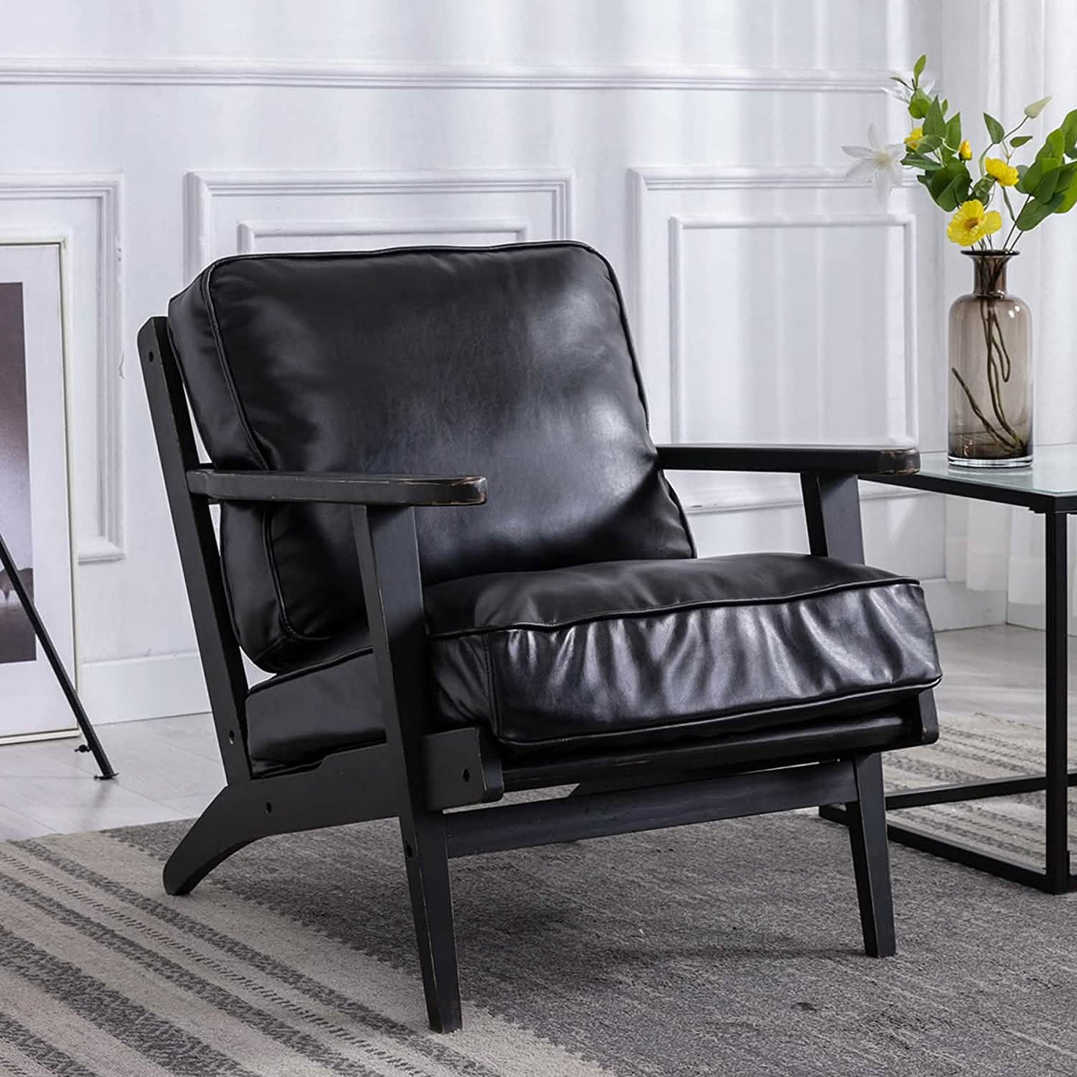 Modern Faux Leather Accent Chair - A-1 Thread Vault
