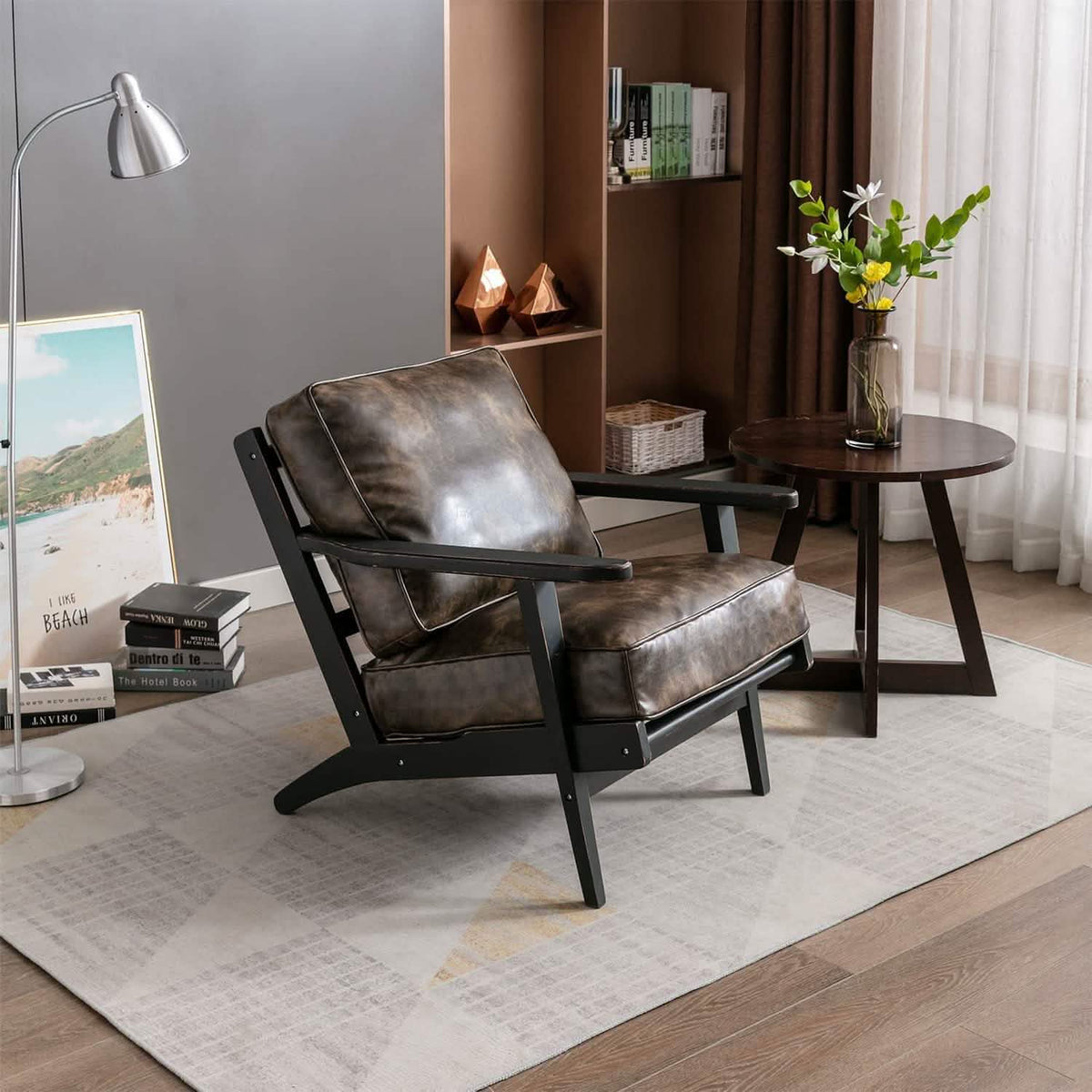 Modern Faux Leather Accent Chair - A-1 Thread Vault