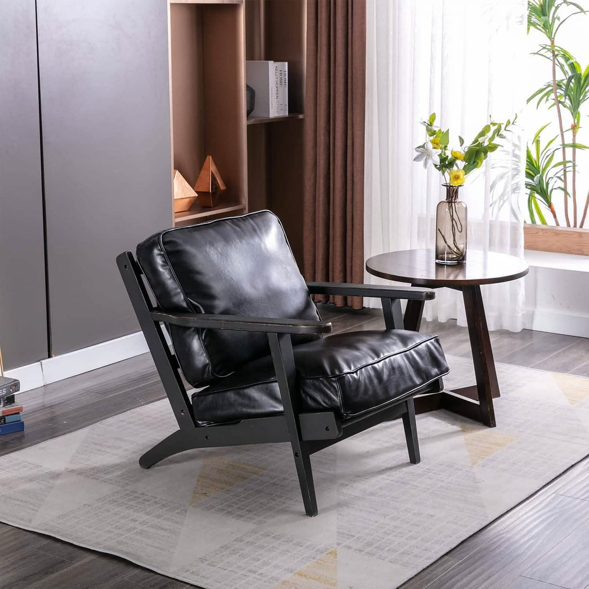 Modern Faux Leather Accent Chair - A-1 Thread Vault