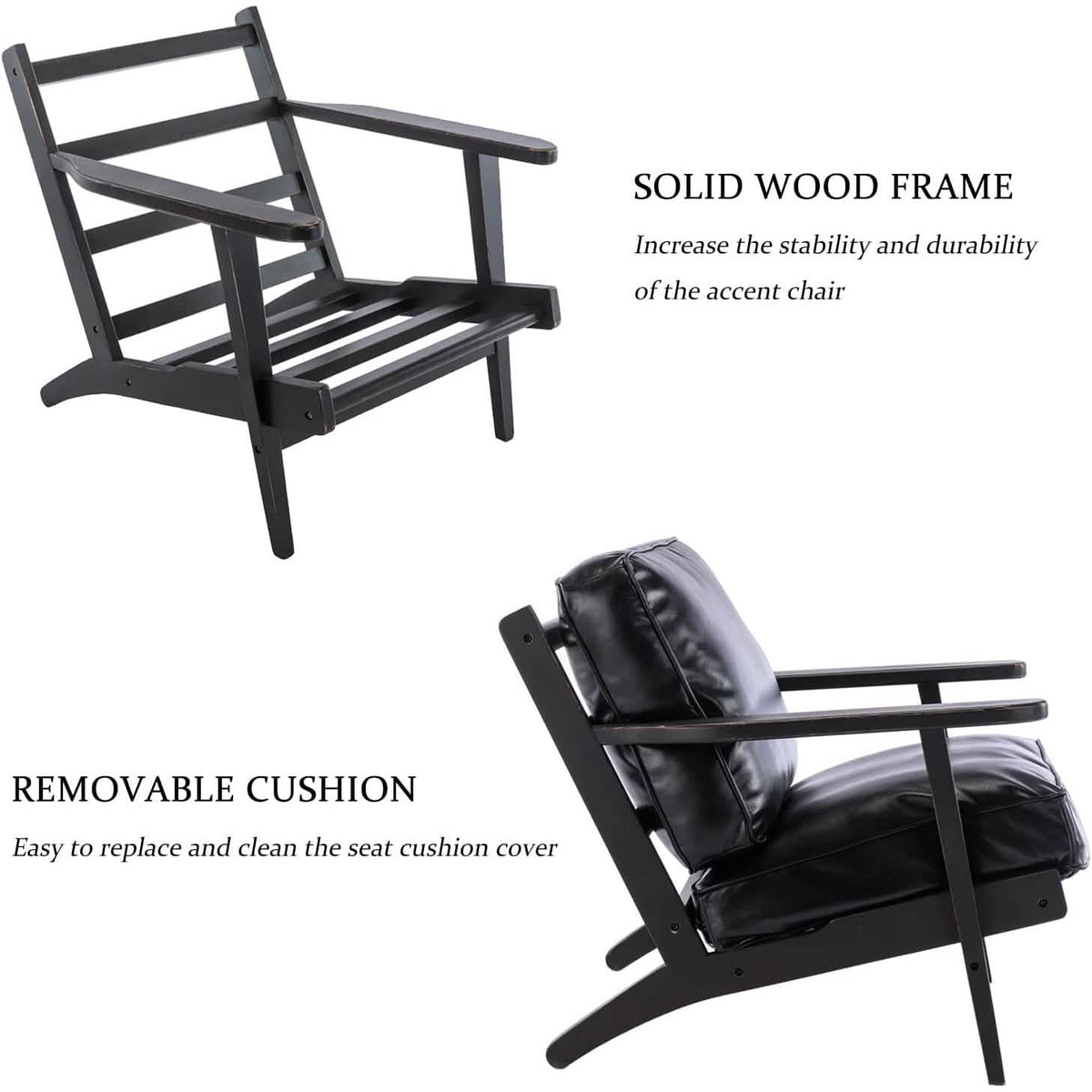 Modern Faux Leather Accent Chair - A-1 Thread Vault