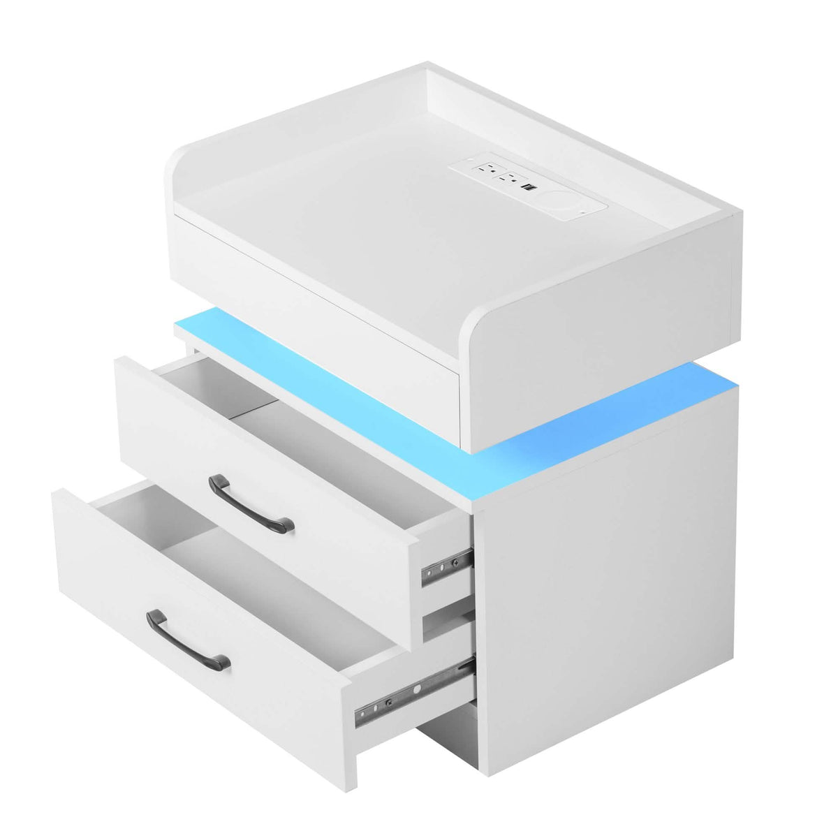 Modern Night Stand with LED Lights and Charging Station - A-1 Thread Vault