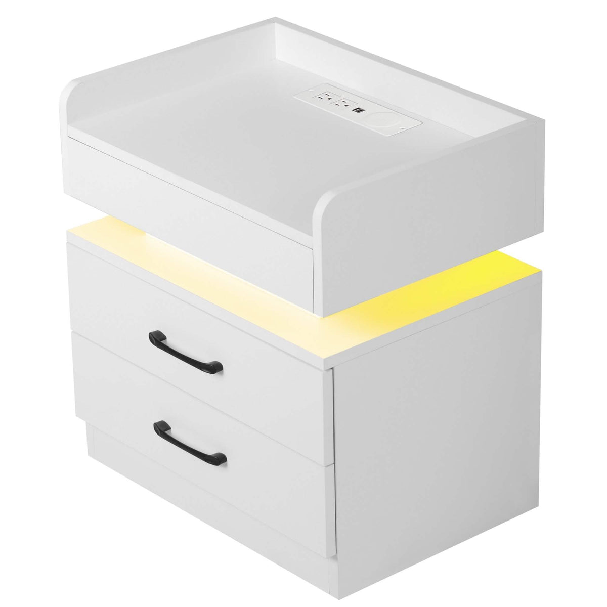 Modern Night Stand with LED Lights and Charging Station - A-1 Thread Vault