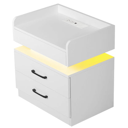 Modern Night Stand with LED Lights and Charging Station - A-1 Thread Vault