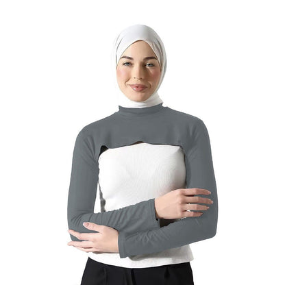 Modest Shoulder-Cover Base Layer Versatile Sleeveless Inner Top with Attached Sleeves | One Size (MAC409) - A-1 Thread Vault
