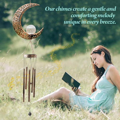 Moon Crackle Glass Ball Wind Chimes Solar Wind Chimes - A-1 Thread Vault