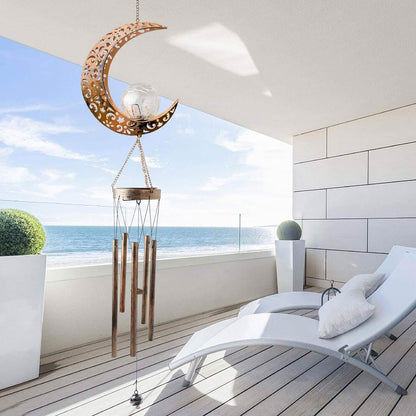 Moon Crackle Glass Ball Wind Chimes Solar Wind Chimes - A-1 Thread Vault