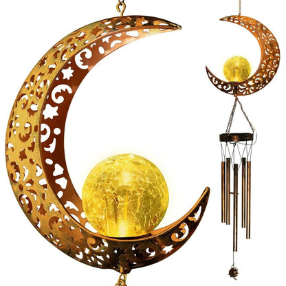Moon Crackle Glass Ball Wind Chimes Solar Wind Chimes - A-1 Thread Vault