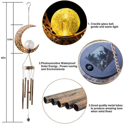 Moon Crackle Glass Ball Wind Chimes Solar Wind Chimes - A-1 Thread Vault