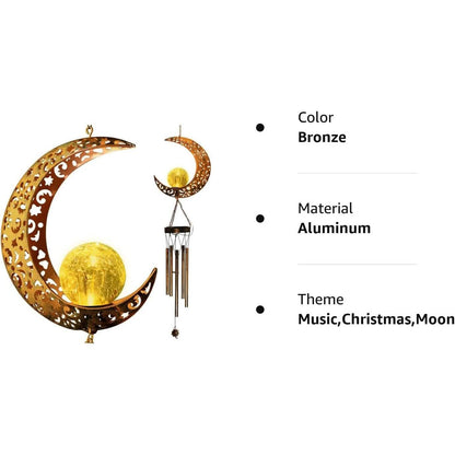 Moon Crackle Glass Ball Wind Chimes Solar Wind Chimes - A-1 Thread Vault