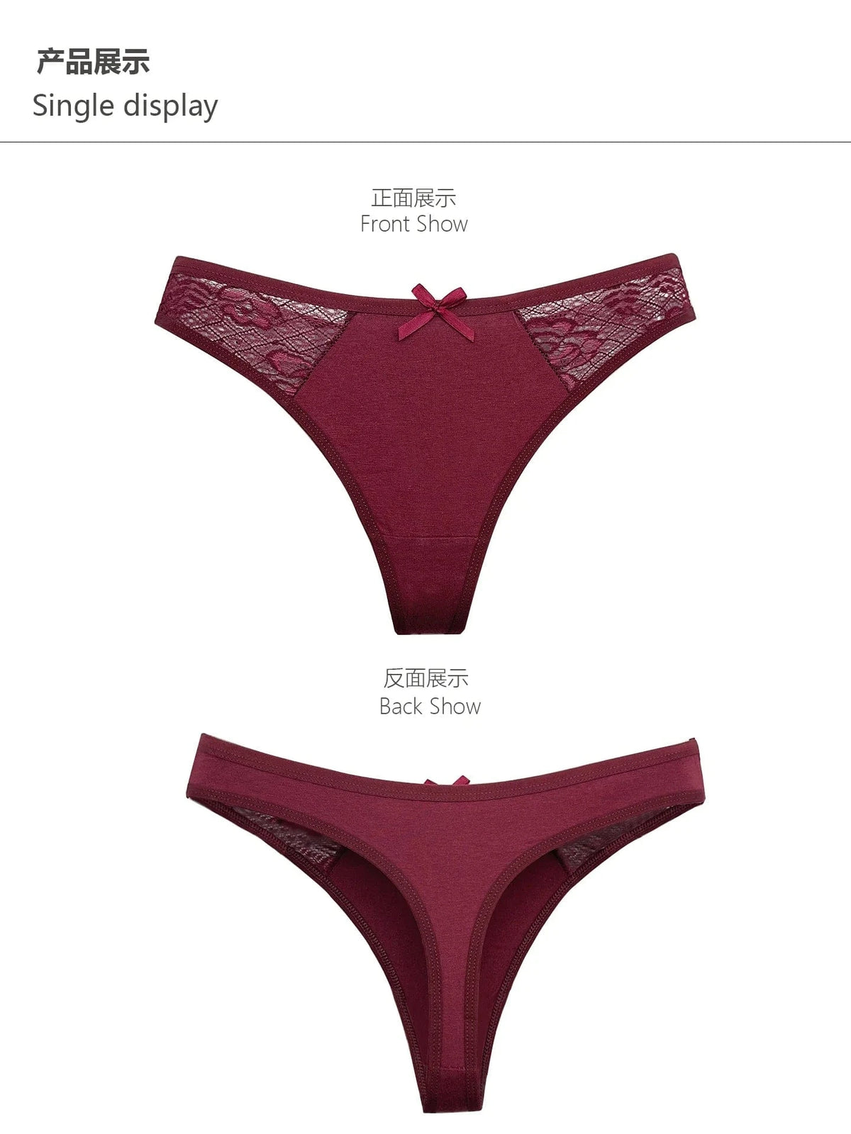 Moonflame 5Pcs Women Cotton Lace Thongs Sexy Low Waist Panties Solid Comfort Underwear Solid Breathable G-String Soft Lingerie - A-1 Thread Vault
