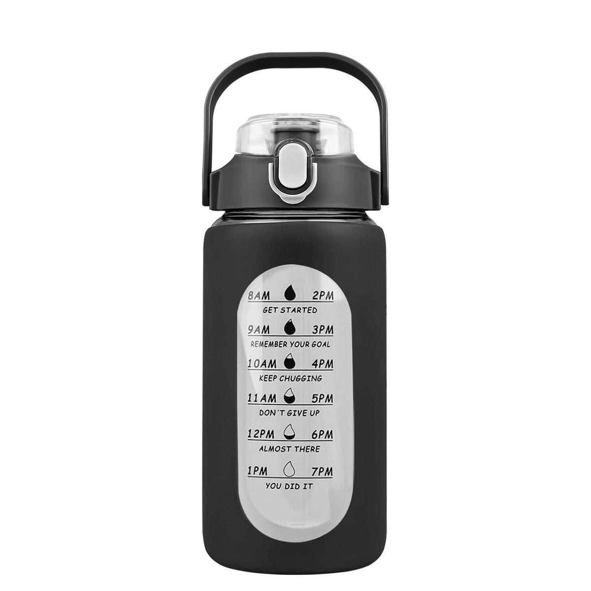 Motivational Water Bottle Intake Tracker with Straw Time Marker Silicone Sleeve Handle - A-1 Thread Vault
