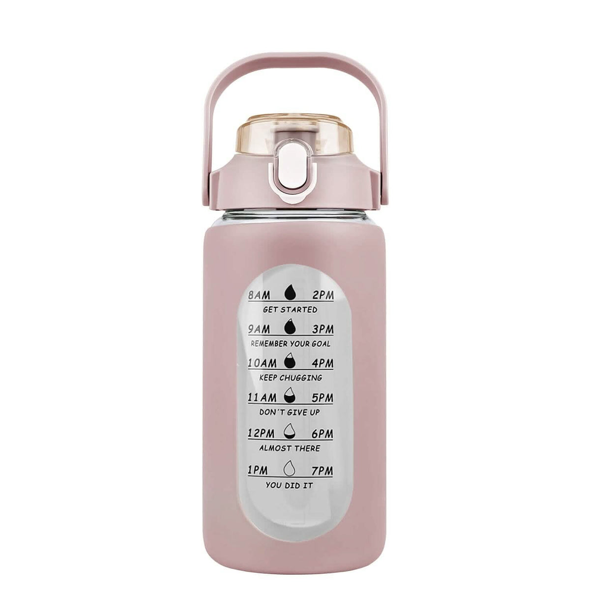 Motivational Water Bottle Intake Tracker with Straw Time Marker Silicone Sleeve Handle - A-1 Thread Vault