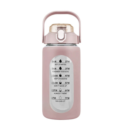 Motivational Water Bottle Intake Tracker with Straw Time Marker Silicone Sleeve Handle - A-1 Thread Vault