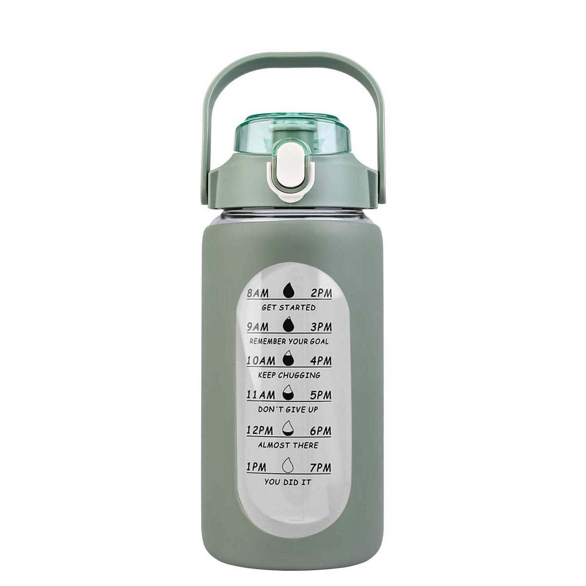 Motivational Water Bottle Intake Tracker with Straw Time Marker Silicone Sleeve Handle - A-1 Thread Vault