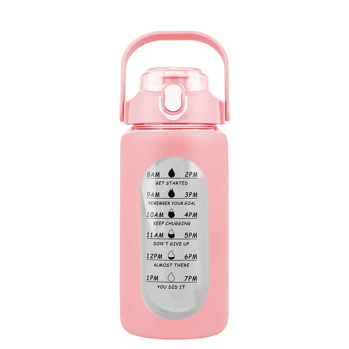 Motivational Water Bottle Intake Tracker with Straw Time Marker Silicone Sleeve Handle - A-1 Thread Vault