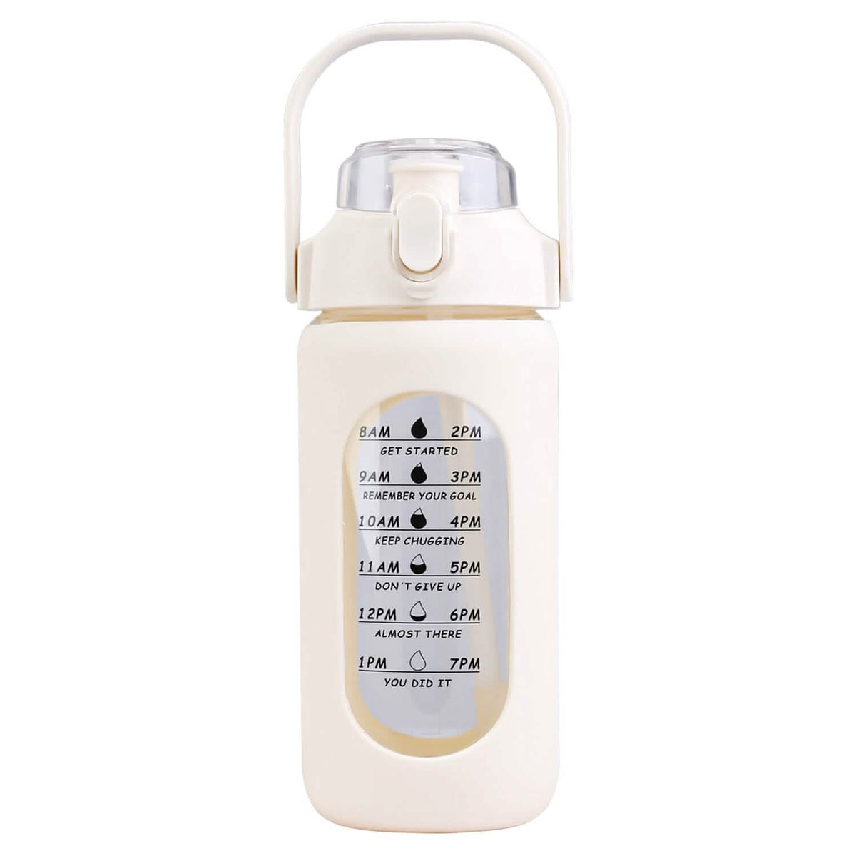 Motivational Water Bottle Intake Tracker with Straw Time Marker Silicone Sleeve Handle - A-1 Thread Vault