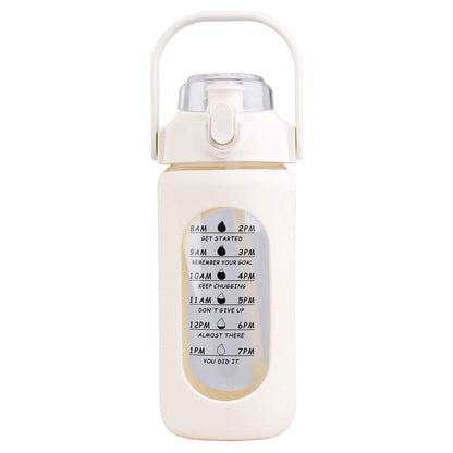 Motivational Water Bottle Intake Tracker with Straw Time Marker Silicone Sleeve Handle - A-1 Thread Vault