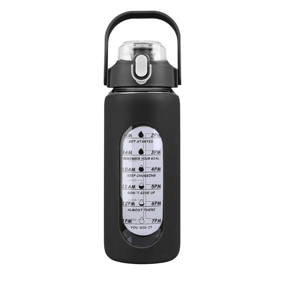 Motivational Water Bottle Intake Tracker with Straw Time Marker Silicone Sleeve Handle - A-1 Thread Vault