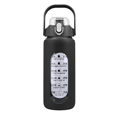 Motivational Water Bottle Intake Tracker with Straw Time Marker Silicone Sleeve Handle - A-1 Thread Vault