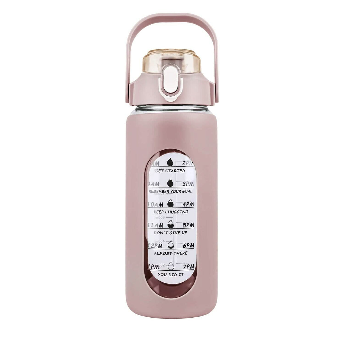 Motivational Water Bottle Intake Tracker with Straw Time Marker Silicone Sleeve Handle - A-1 Thread Vault