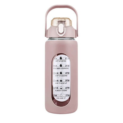 Motivational Water Bottle Intake Tracker with Straw Time Marker Silicone Sleeve Handle - A-1 Thread Vault