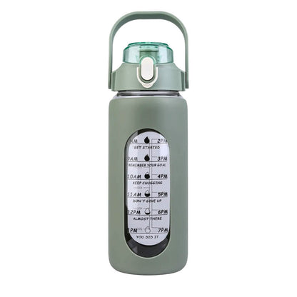 Motivational Water Bottle Intake Tracker with Straw Time Marker Silicone Sleeve Handle - A-1 Thread Vault