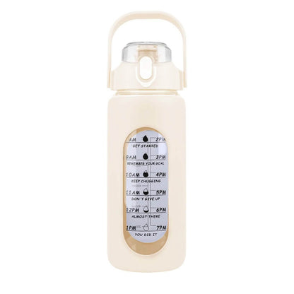 Motivational Water Bottle Intake Tracker with Straw Time Marker Silicone Sleeve Handle - A-1 Thread Vault