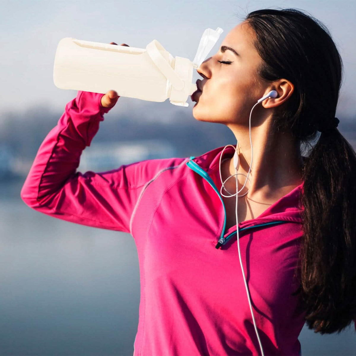Motivational Water Bottle Intake Tracker with Straw Time Marker Silicone Sleeve Handle - A-1 Thread Vault