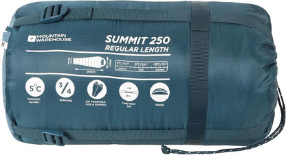 Mountain Warehouse Summit 250 Winter Sleeping Bag - Mummy Shape (Regular Length) - A-1 Thread Vault