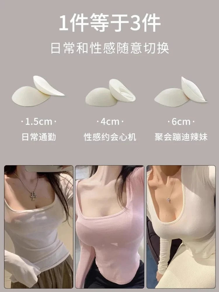 MOYISU Strapless Push Up Bra Underwear, Cross Back for Small Chest, Padded Enhancer Adhesive Lift to Look Bigger, Deep Plunge - A-1 Thread Vault