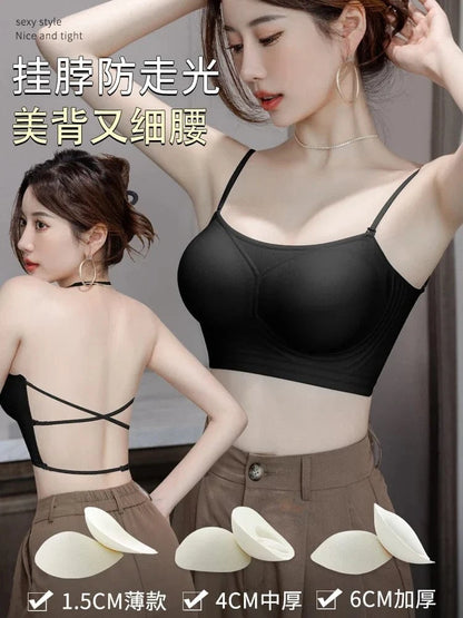 MOYISU Strapless Push Up Bra Underwear, Cross Back for Small Chest, Padded Enhancer Adhesive Lift to Look Bigger, Deep Plunge - A-1 Thread Vault