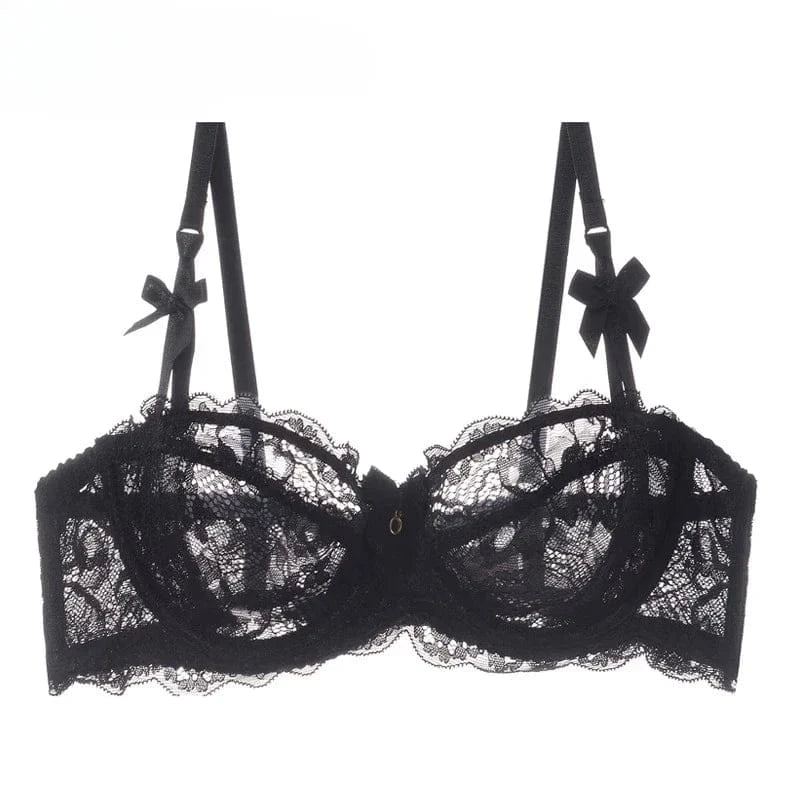 MOYISU Summer Lingerie Set Sheer French Lace Minimiser Bra Briefs Ultra Thin Sexy Women's Underwear Big Bust Sexy Tushy & Panty - A-1 Thread Vault