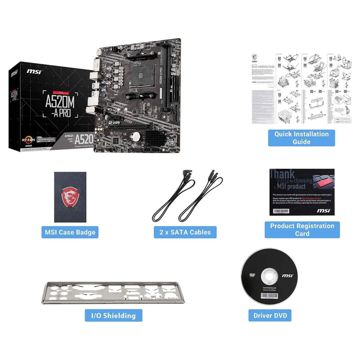 MSI A520M-A PRO Gaming Motherboard (Refurbished) - A-1 Thread Vault