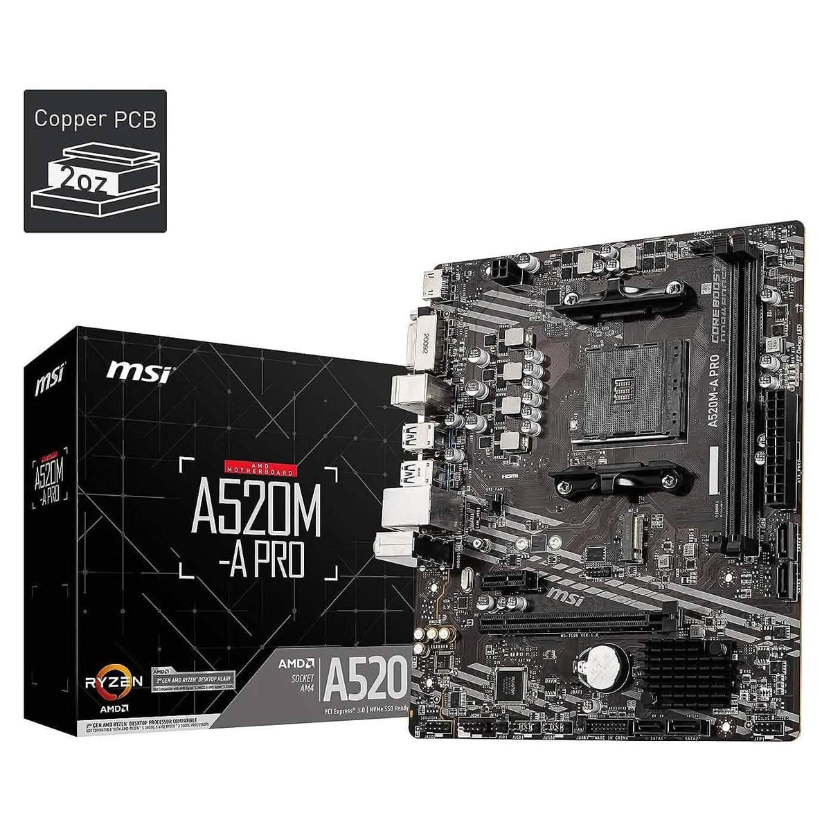 MSI A520M-A PRO Gaming Motherboard (Refurbished) - A-1 Thread Vault