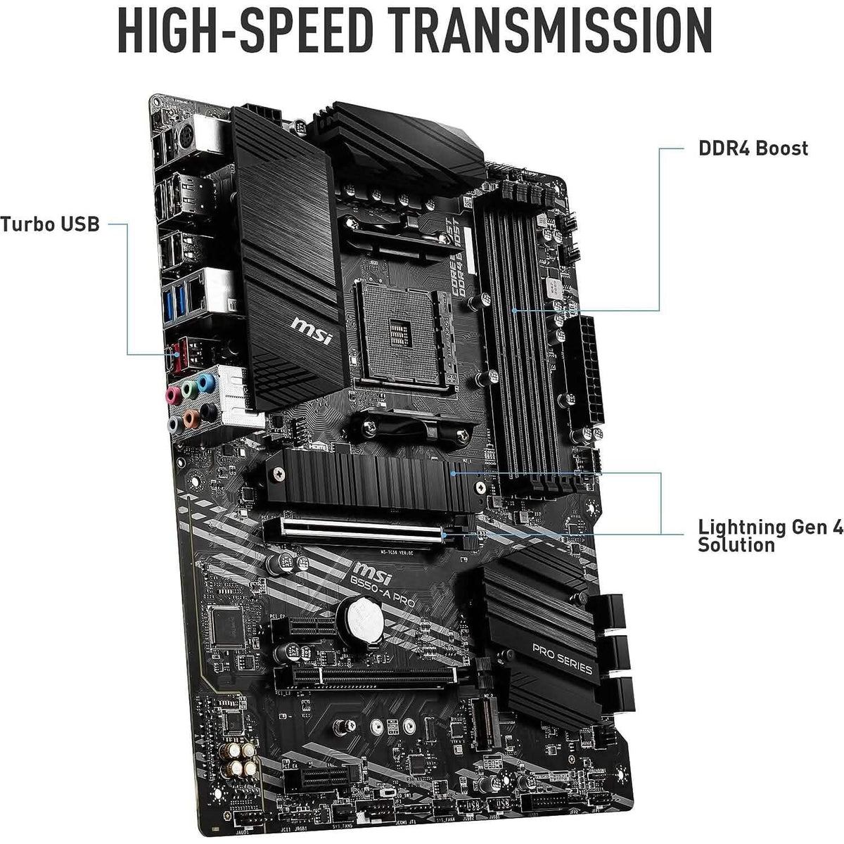 MSI B550-A PRO ProSeries Motherboard (AMD AM4, DDR4, PCIe 4.0, SATA 6Gb/s, M.2, USB 3.2 Gen 2, HDMI/DP, ATX) (Refurbished) - A-1 Thread Vault