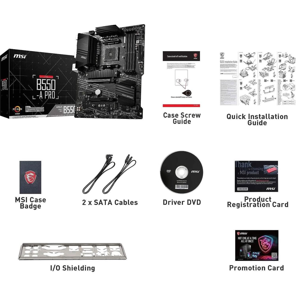 MSI B550-A PRO ProSeries Motherboard (AMD AM4, DDR4, PCIe 4.0, SATA 6Gb/s, M.2, USB 3.2 Gen 2, HDMI/DP, ATX) (Refurbished) - A-1 Thread Vault