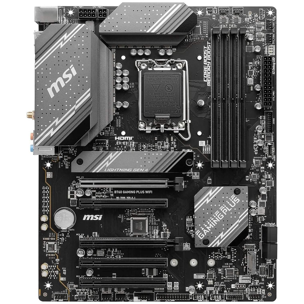 MSI B760 Gaming Plus WiFi Gaming Motherboard (Supports 12th/13th Gen Intel Processors, LGA 1700, DDR5, PCIe 4.0, M.2, 2.5Gbps LAN, USB 3.2 Gen2, Wi-Fi 6E, ATX) (Refurbished) - A-1 Thread Vault