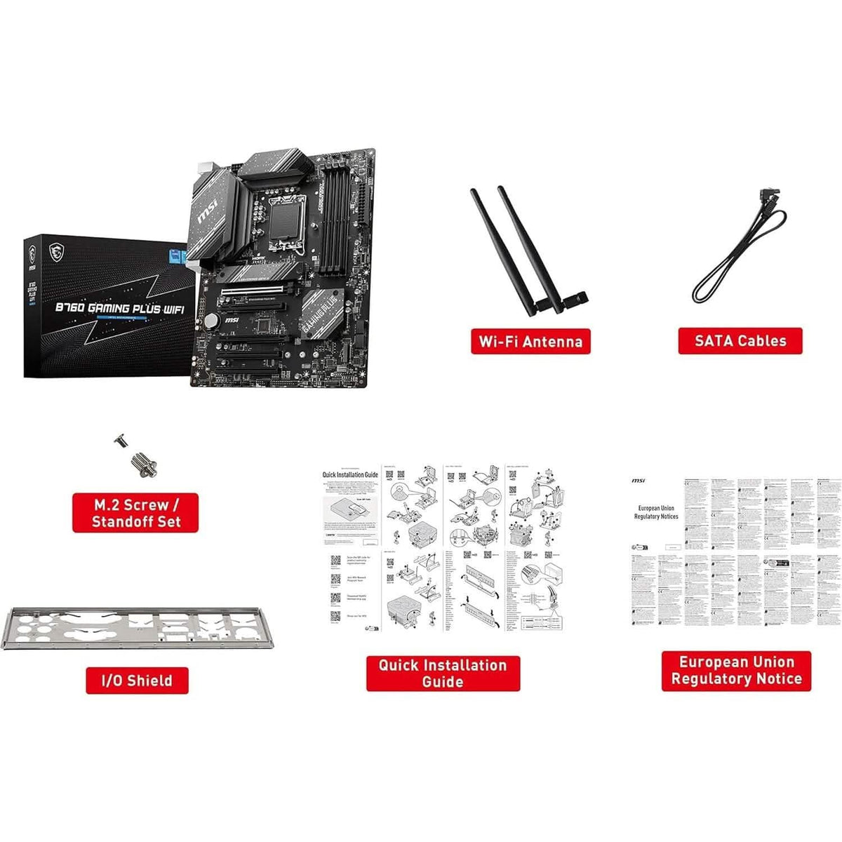 MSI B760 Gaming Plus WiFi Gaming Motherboard (Supports 12th/13th Gen Intel Processors, LGA 1700, DDR5, PCIe 4.0, M.2, 2.5Gbps LAN, USB 3.2 Gen2, Wi-Fi 6E, ATX) (Refurbished) - A-1 Thread Vault
