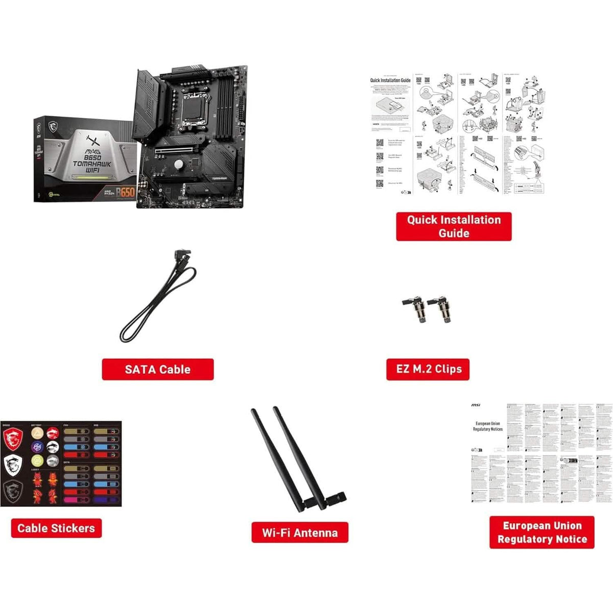 MSI MAG B650 Tomahawk WiFi Computer Gaming Motherboard (AM5, ATX, DDR5, PCIe 4.0, M.2, SATA 6Gb/s, USB 3.2 Gen 2, HDMI/DP, Wi-Fi 6E, AMD Ryzen 7000 Series Processors) (Refurbished) - A-1 Thread Vault