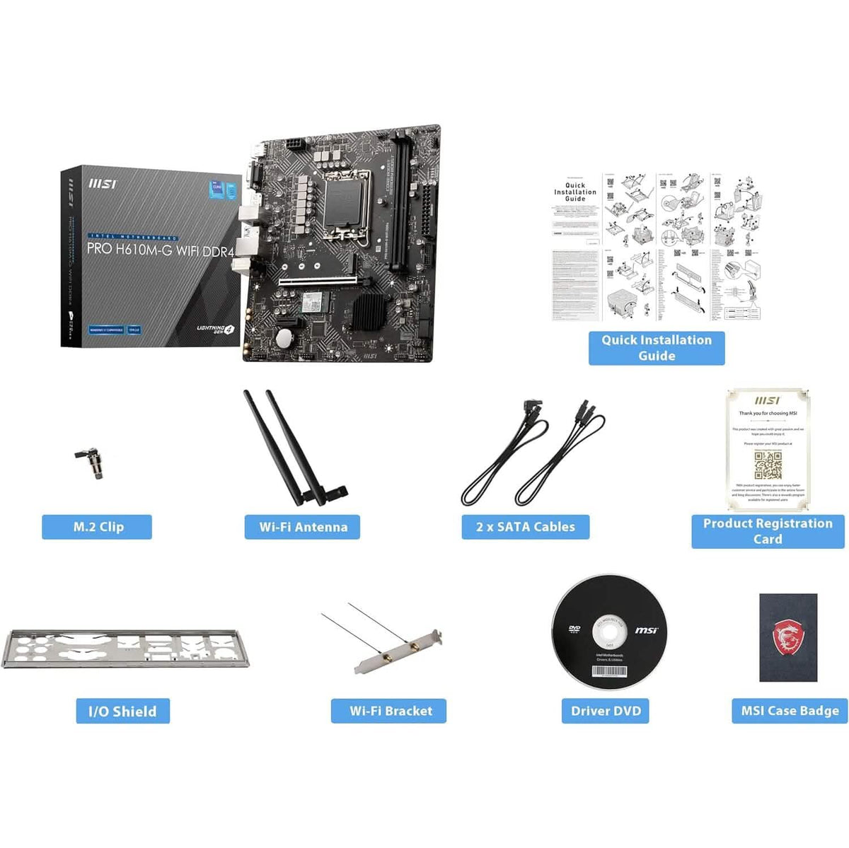 MSI PRO H610M-G WiFi DDR4 ProSeries Motherboard (mATX, 12th/13th Gen Intel Core, LGA 1700 Socket, DDR4, PCIe 4, 2.5G LAN, M.2 Slots, USB 3.2, Wi-Fi 6) (Refurbished) - A-1 Thread Vault