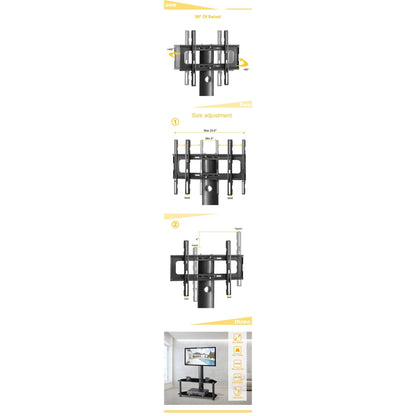 Multi-Function Angle and Height Adjustable Tempered Glass Metal Frame Floor TV Stand - A-1 Thread Vault