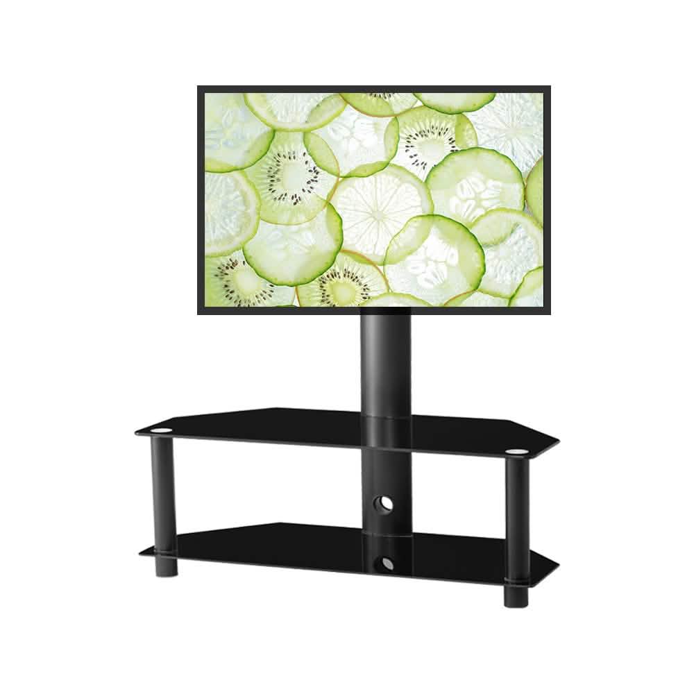Multi-Function Angle and Height Adjustable Tempered Glass Metal Frame Floor TV Stand - A-1 Thread Vault