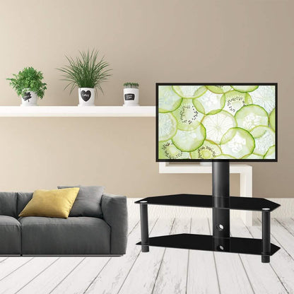 Multi-Function Angle and Height Adjustable Tempered Glass Metal Frame Floor TV Stand - A-1 Thread Vault