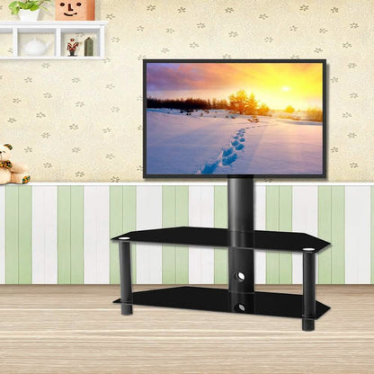 Multi-Function Angle and Height Adjustable Tempered Glass Metal Frame Floor TV Stand - A-1 Thread Vault
