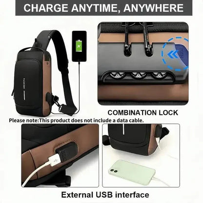 Multi-functional Trendy Sling Bag with Password Lock - A-1 Thread Vault