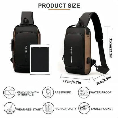 Multi-functional Trendy Sling Bag with Password Lock - A-1 Thread Vault