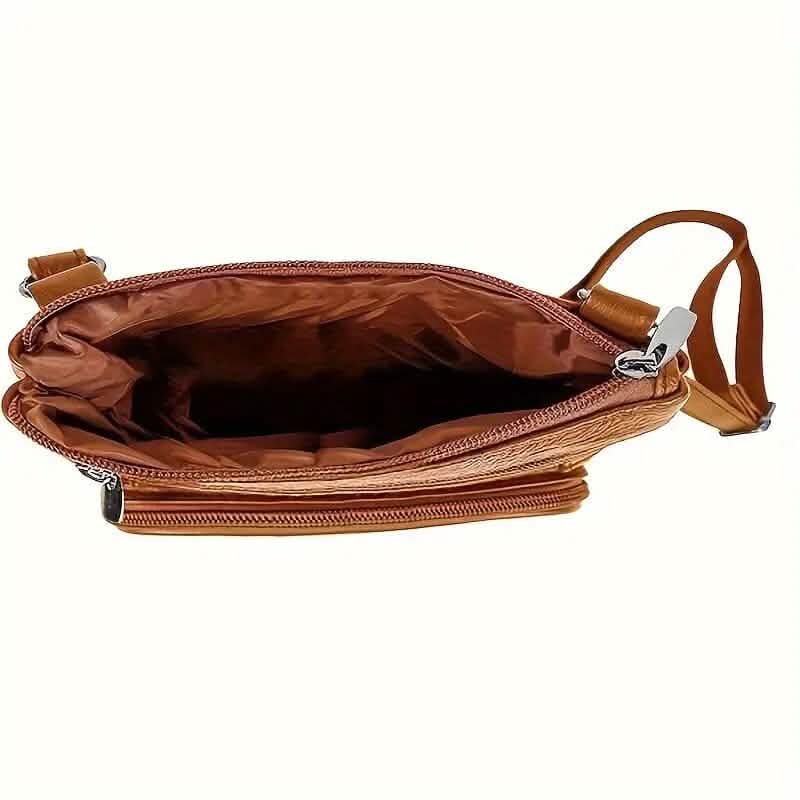 Multi-Pocket Wide Crossbody Wide Leather Bag - A-1 Thread Vault